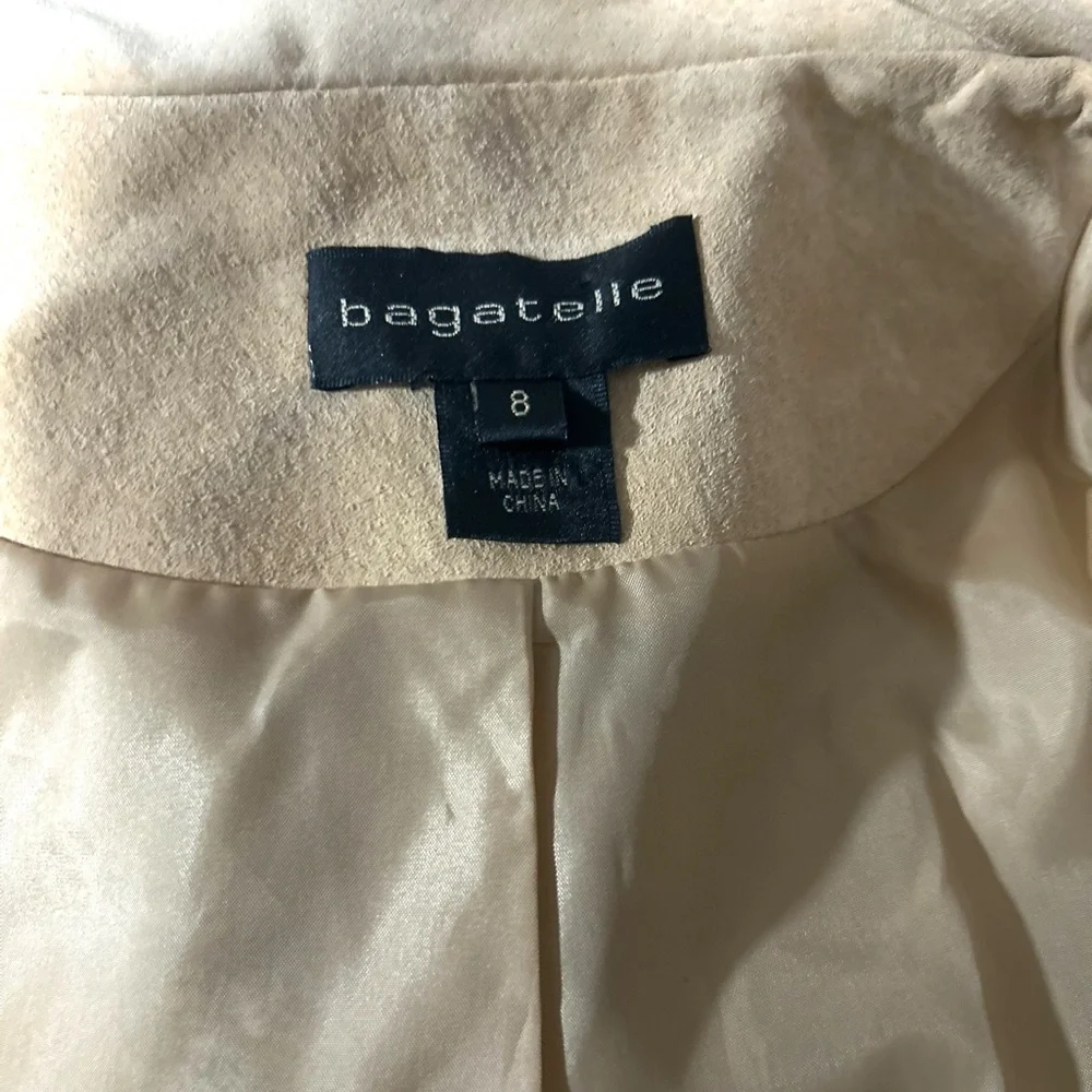 bagatelle Beige Suede Leather Embroidered Floral Coat - Picture 9 of 9